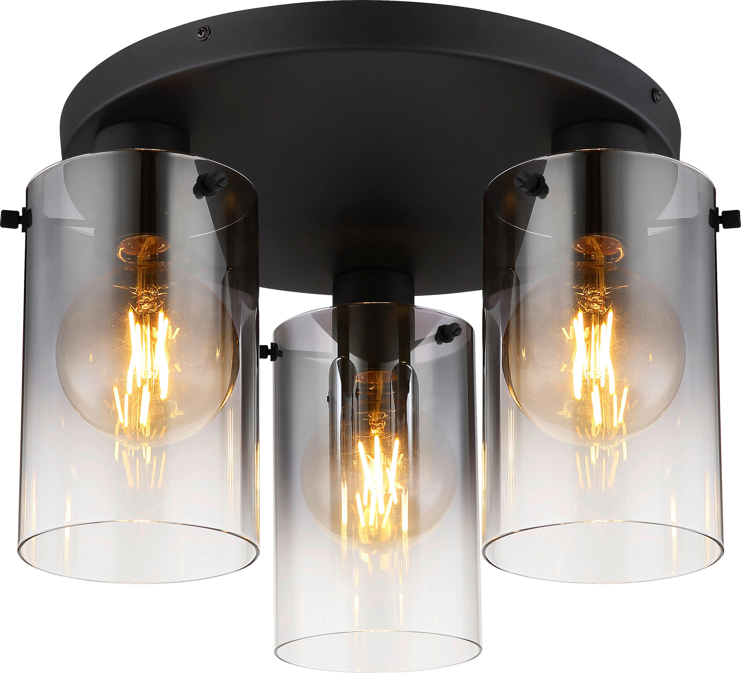 DECKENLEUCHTE 40,5/26 cm   - Schwarz, Design, Glas/Metall (40,5/26cm) - Novel