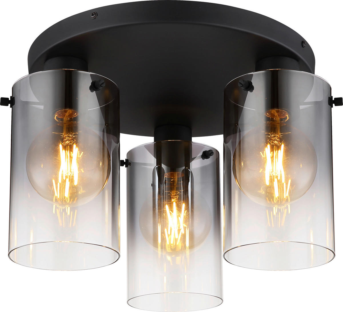 DECKENLEUCHTE  40,5/26 cm    - Schwarz, Design, Glas/Metall (40,5/26cm) - Novel