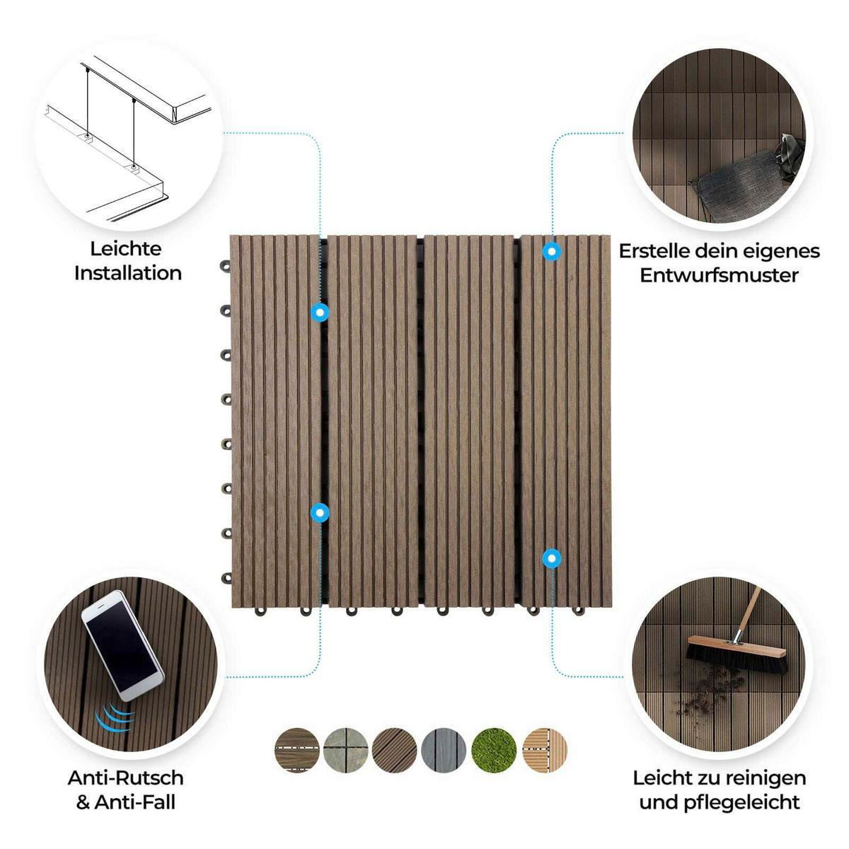 TERRASSENFLIESE Dunkelbraun  - Dunkelbraun, MODERN, Holzwerkstoff (30/30cm) - Floordirekt