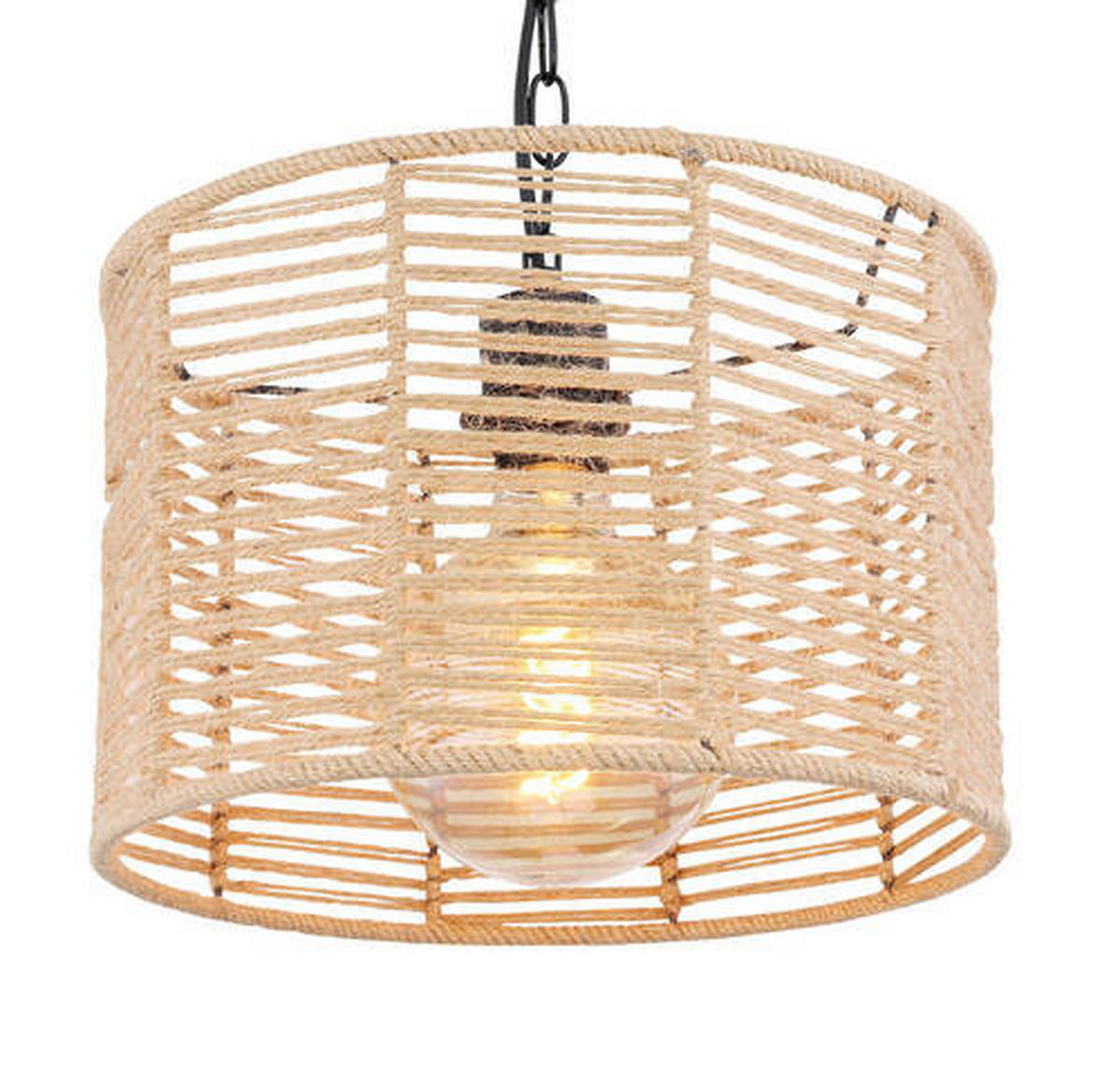VISEČA SVETILKA        31/120 cm     60 W E27 - črna/rjava, Romantika, kovina/naravni materiali (31/120cm)