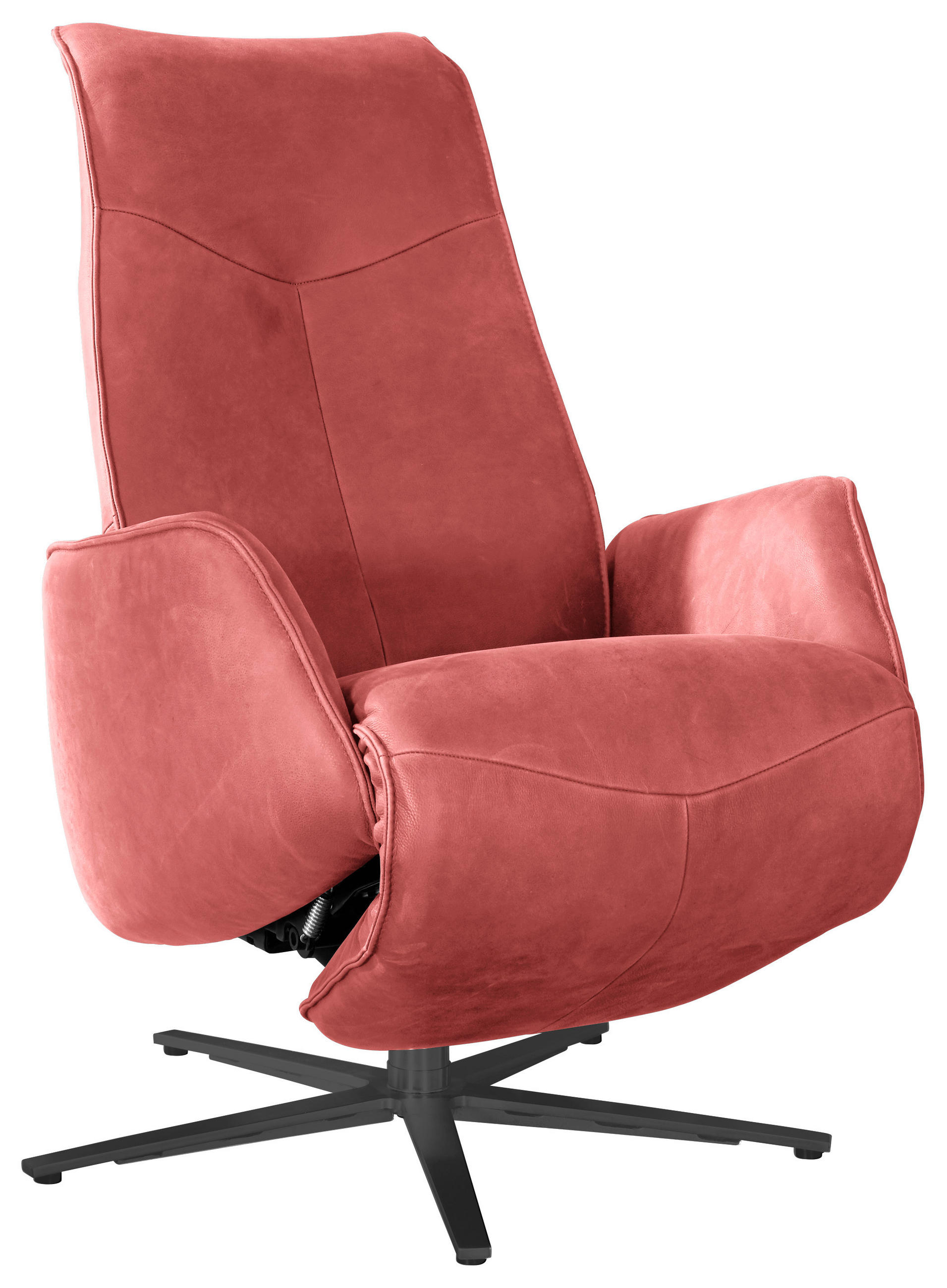 RELAXSESSEL in Leder Rot  - Anthrazit/Rot, Design, Leder/Metall (71/114/84cm) - Johann Jakob