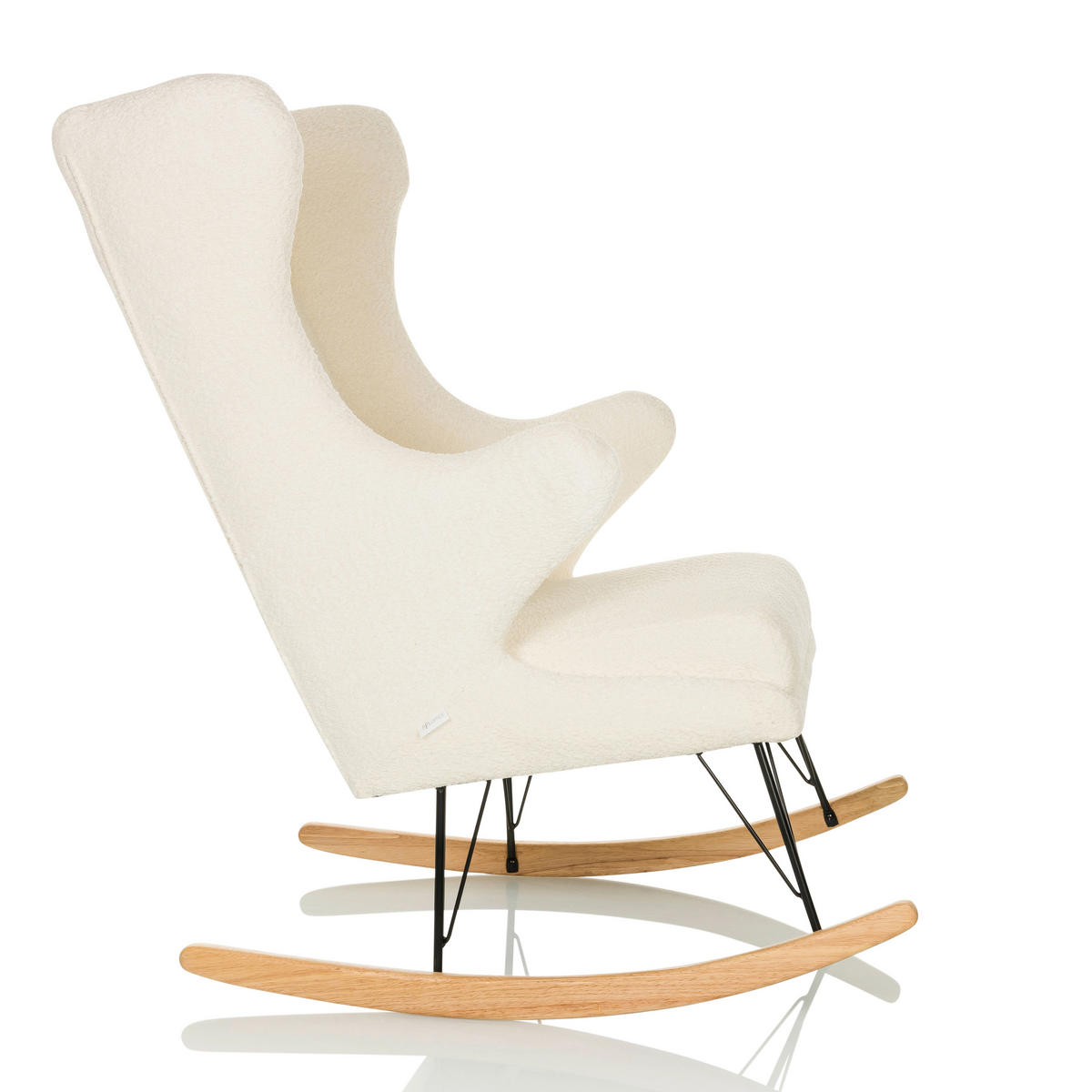 LOUNGESESSEL Bouclé Weiß    - Hellbraun/Schwarz, MODERN, Holz/Textil (68/110/90cm) - MID.YOU