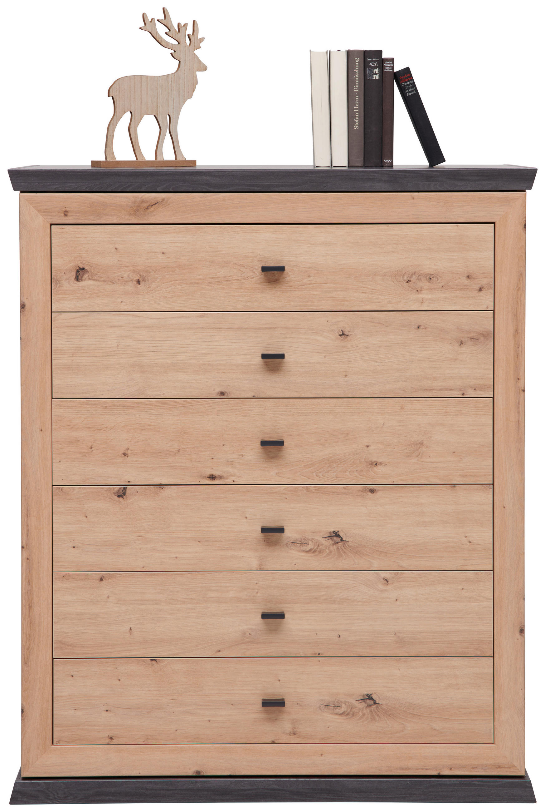 KOMMODE in 95/115/43 cm - Dunkelgrau/Eiche Artisan, ROMANTIK / LANDHAUS, Holzwerkstoff/Metall (95/115/43cm) - Hom`in
