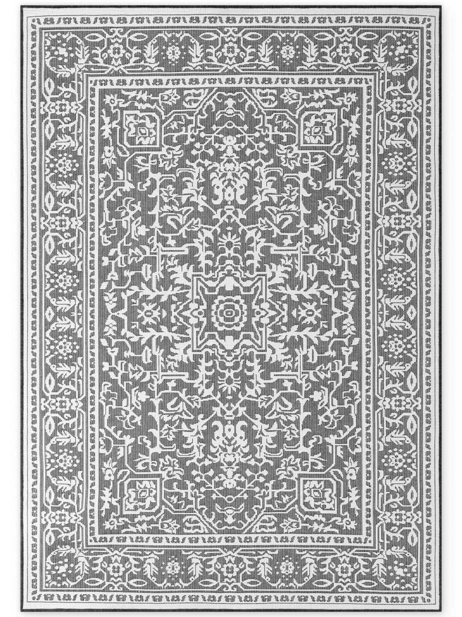 OUTDOORTEPPICH 120/170 cm Duet Schwarz, Weiß  - Schwarz/Weiß, Design, Kunststoff (120/170cm) - Novel