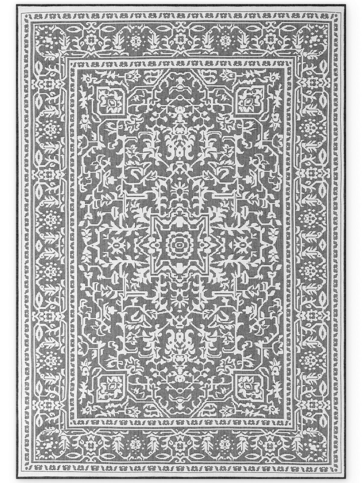 OUTDOORTEPPICH 120/170 cm Duet Schwarz, Weiß  - Schwarz/Weiß, Design, Kunststoff (120/170cm)