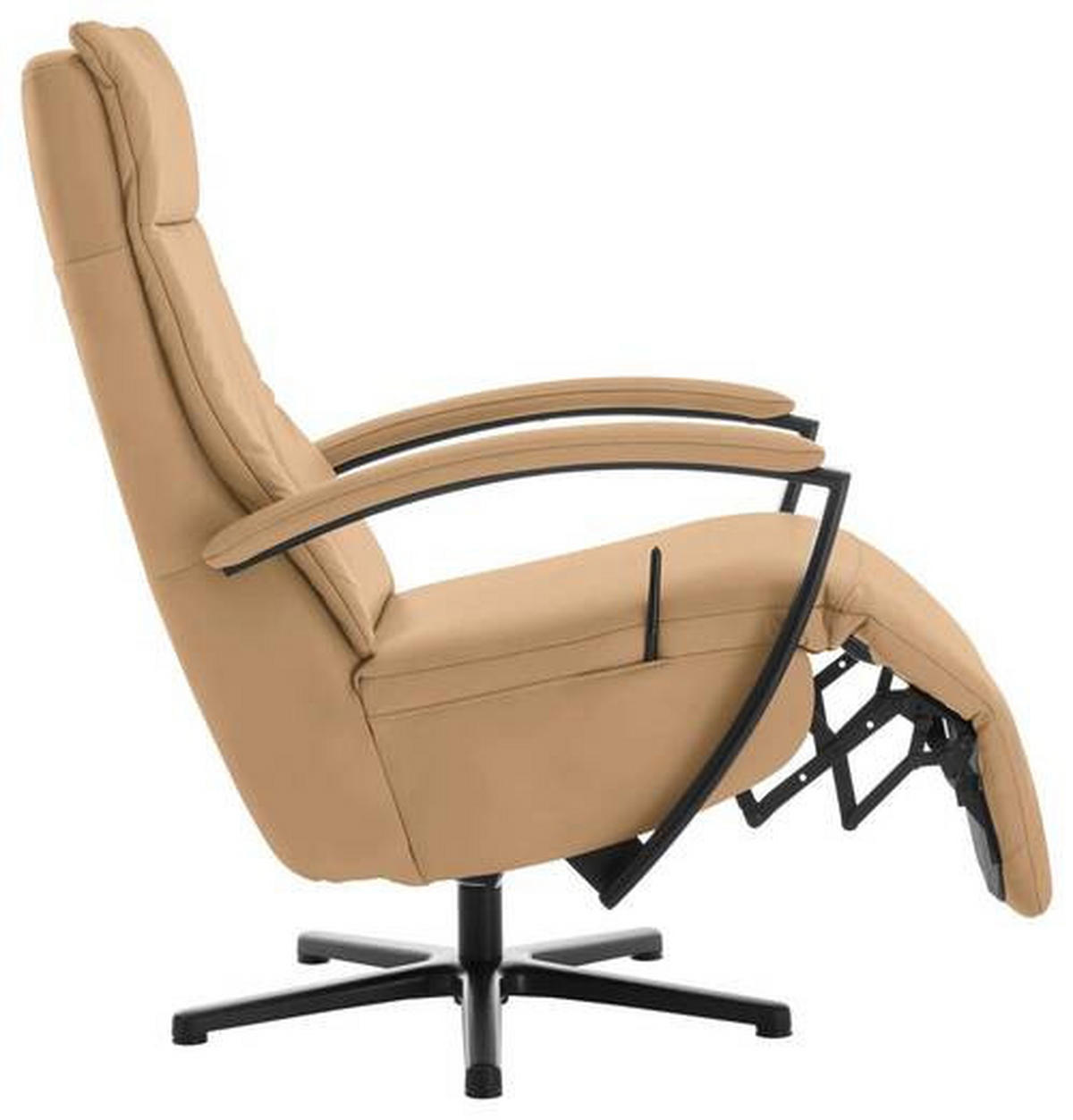 RELAXFÅTÖLJ i läder honung  - honung/svart, Design, metall/läder (76/112/83cm) - Beldomo Premium