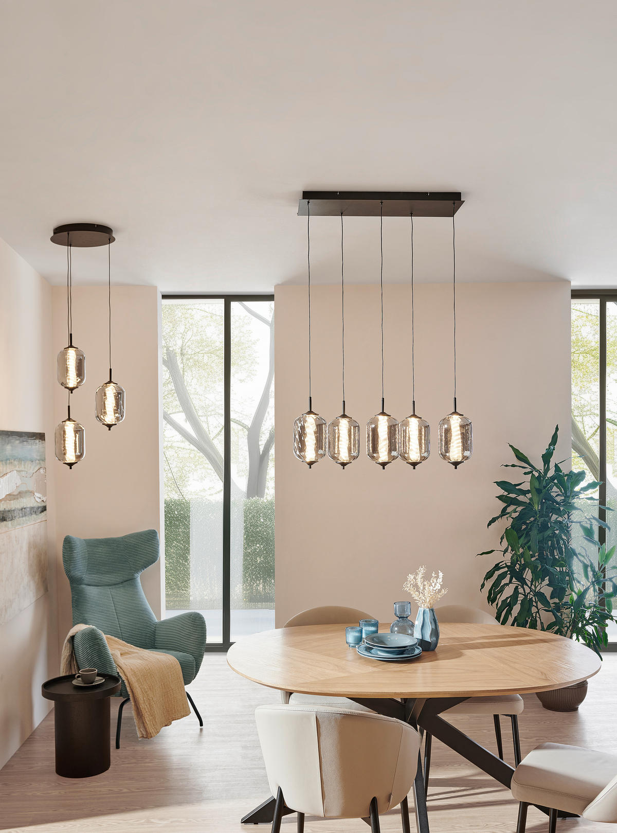 ZÁVĚSNÉ LED SVÍTIDLO, 42/120 cm  - barvy chromu, Design, kov/sklo (42/120cm) - Novel