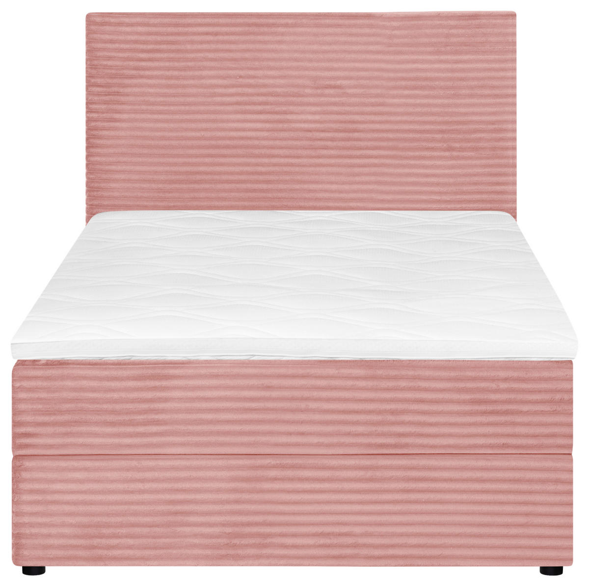 BOXBETT 120/200 cm,  in Altrosa, Matratze, Bettkasten, Topper, H3 = fest  - Schwarz/Altrosa, Trend, Kunststoff/Textil (120/200cm) - Boxxx