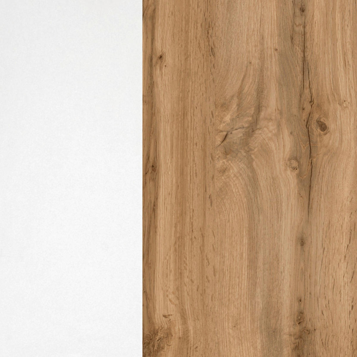 KÜCHENBLOCK 210 cm   in Weiss, Eiche Wotan  - Chromfarben/Weiss, Modern, Holzwerkstoff/Metall (210cm) - Held