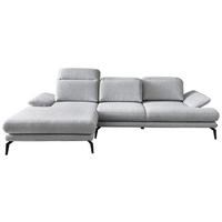 ECKSOFA inkl.Funktionen Hellgrau Webstoff  - Hellgrau/Schwarz, Design, Textil/Metall (180/289cm) - Stylife