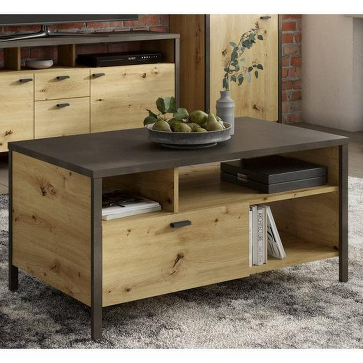 COUCHTISCH in Holzwerkstoff 95/48/59,5 cm  - Schwarz/Eiche Artisan, KONVENTIONELL, Holzwerkstoff/Kunststoff (95/48/59,5cm) - MID.YOU