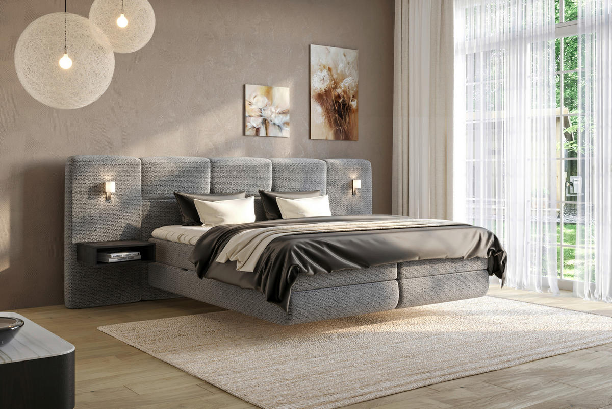 BOXSPRINGBETT 180/200 cm  in Dunkelgrau  - Dunkelgrau/Schwarz, Basics, Holz/Holzwerkstoff (180/200cm) - Esposa