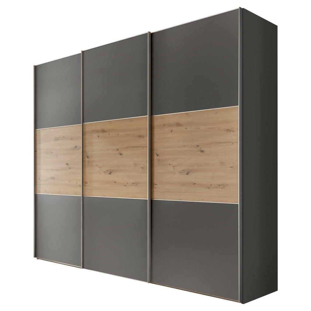 Schwebetürenschrank 249cm Includo Anthrazit/eiche Dekor