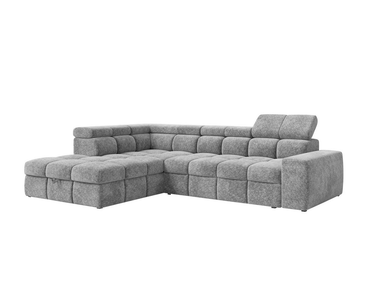 ECKSOFA  in Chenille Dunkelgrau  - Dunkelgrau/Schwarz, MODERN, Kunststoff/Textil (204/292cm) - Milino