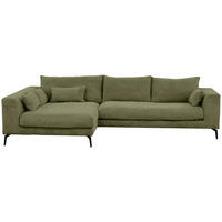 ECKSOFA in Cord Olivgrün  - Schwarz/Olivgrün, Design, Textil/Metall (172/313cm) - Livetastic