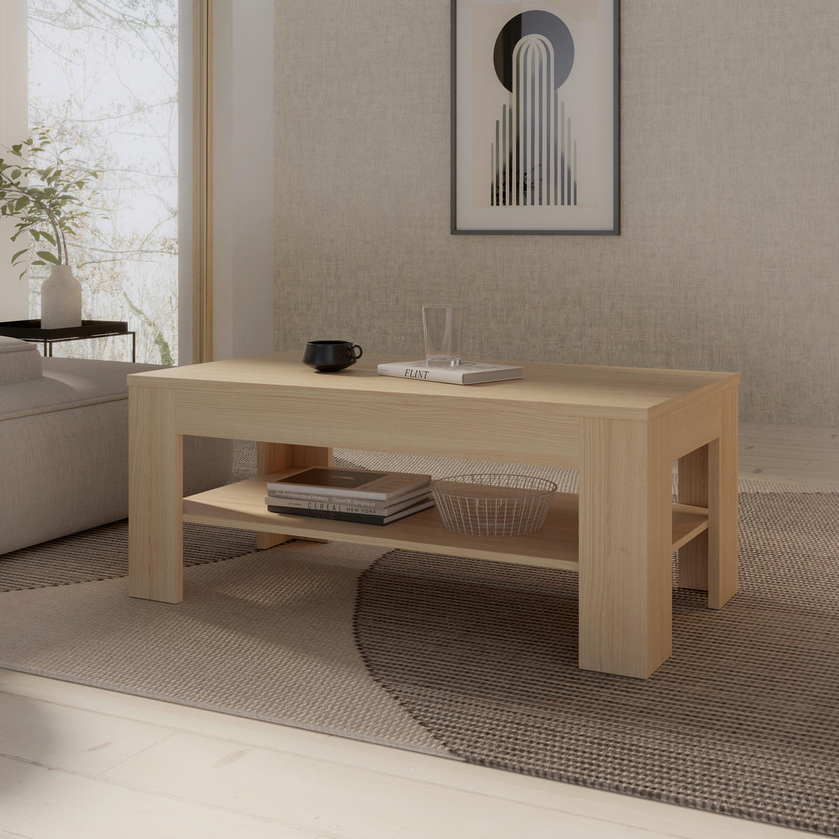 COUCHTISCH in Holzwerkstoff 110/60/45,5 cm  - Eichefarben, Natur, Holzwerkstoff (110/60/45,5cm) - Ti'me
