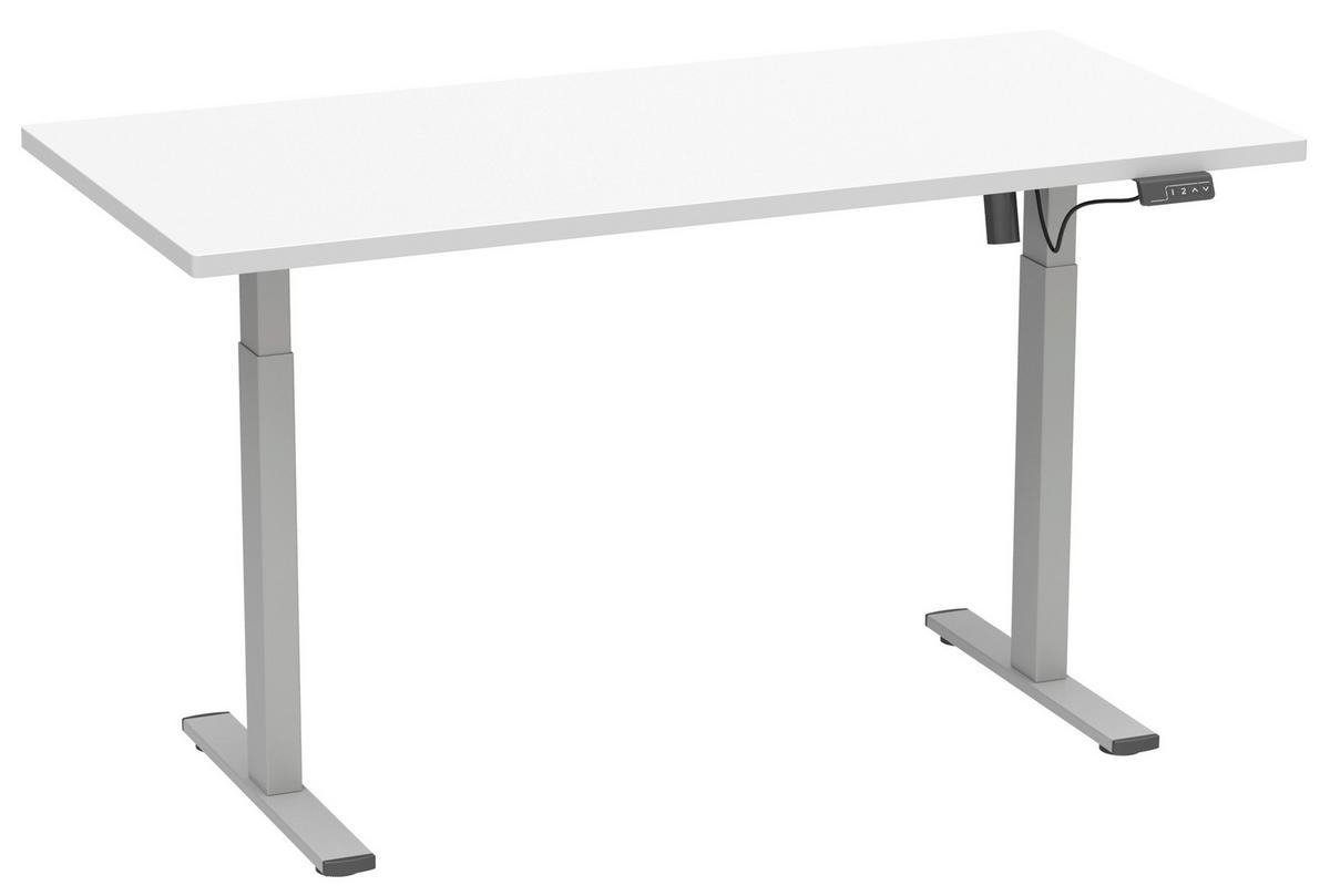 SCHREIBTISCH  in Silberfarben, Weiss  - Weiss/Silberfarben, Design, Holzwerkstoff/Metall (140/71/80cm) - MID.YOU