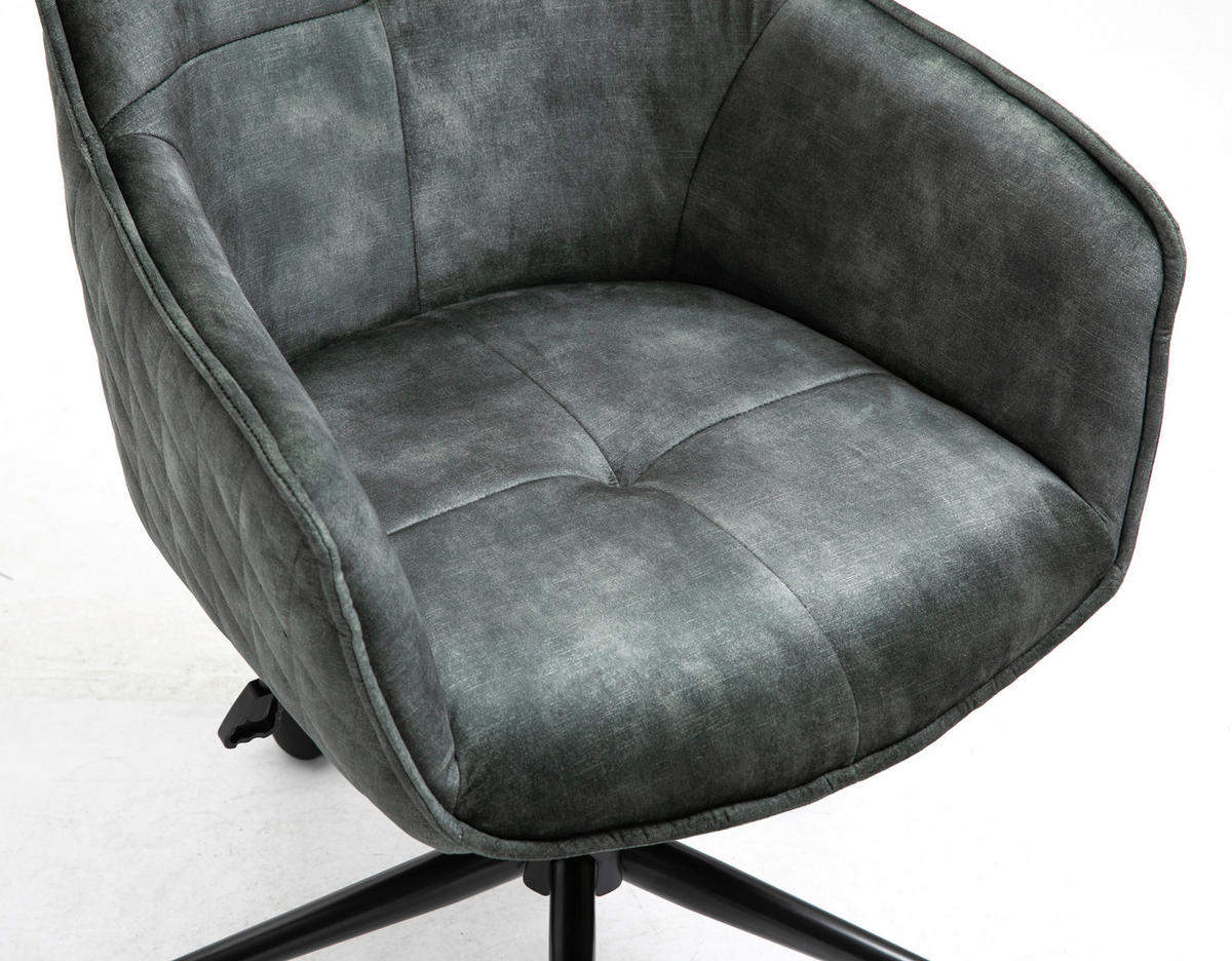 DREHSTUHL  in Samt Grün  - Schwarz/Grün, MODERN, Kunststoff/Textil (57/91/58cm) - MID.YOU