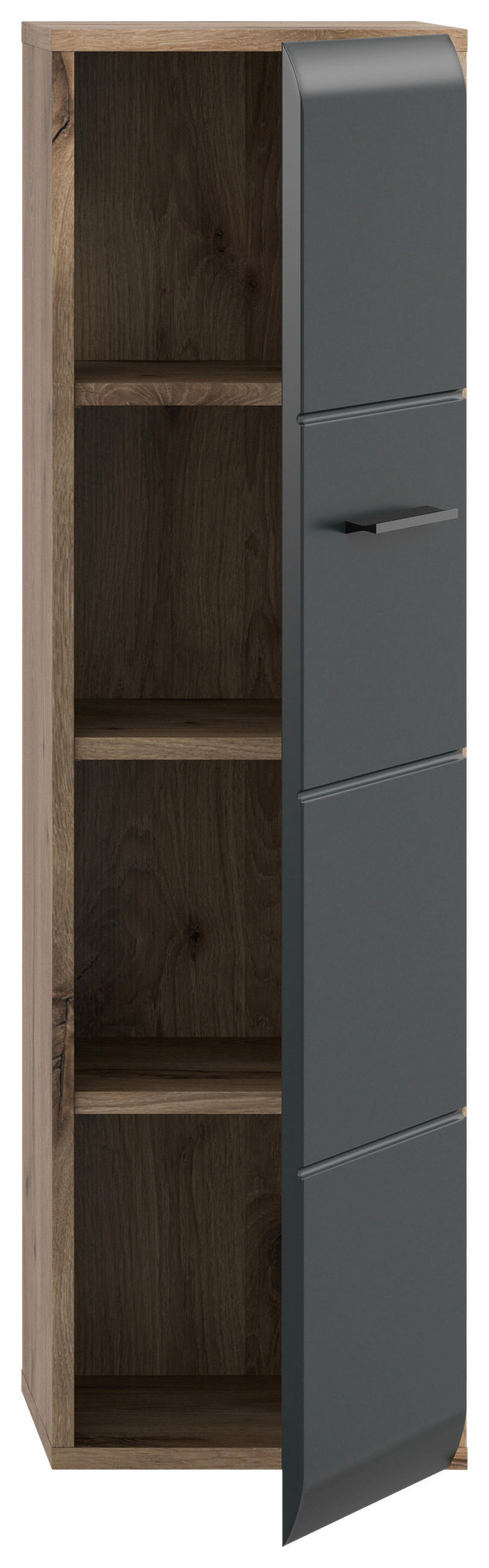 MIDISCHRANK 30/106/30 cm  - Eiche dunkel/Schwarz, Basics, Holzwerkstoff/Kunststoff (30/106/30cm) - MID.YOU