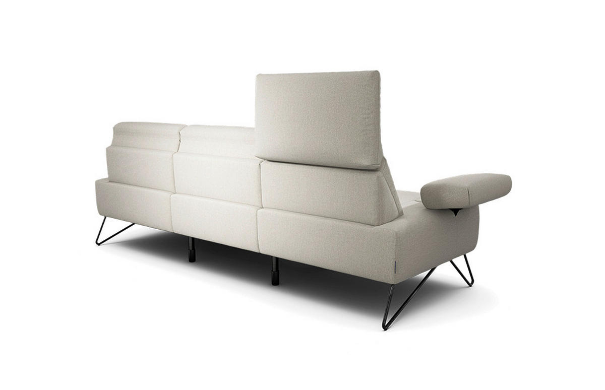 3-SITZER-SOFA Chenille Naturfarben  - Schwarz/Naturfarben, Design, Textil/Metall (234-264/85/86-94cm) - SENSOO