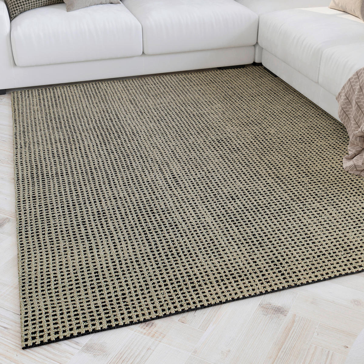 WEBTEPPICH Wohnzimmer 70/140 cm Hamptons Twentynine Schwarz, Sandfarben rechteckig  - Sandfarben/Schwarz, Design, Textil (70/140cm) - WECON HOME