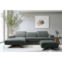ECKSOFA PORTLAND Anthrazit Struktur Kopfteilverstellung  - Dunkelbraun/Anthrazit, Design, Holz/Textil (187/295cm) - Livetastic