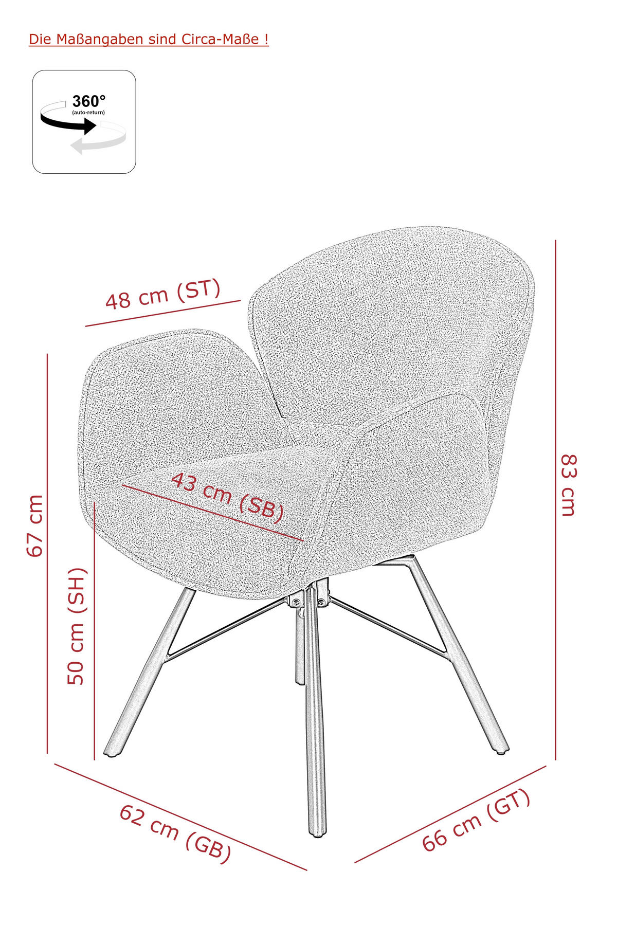 ARMLEHNSTUHL-SET 2 Stück  in Stahl Bouclé  - Beige/Schwarz, MODERN, Textil/Metall (62/83/66cm) - MID.YOU