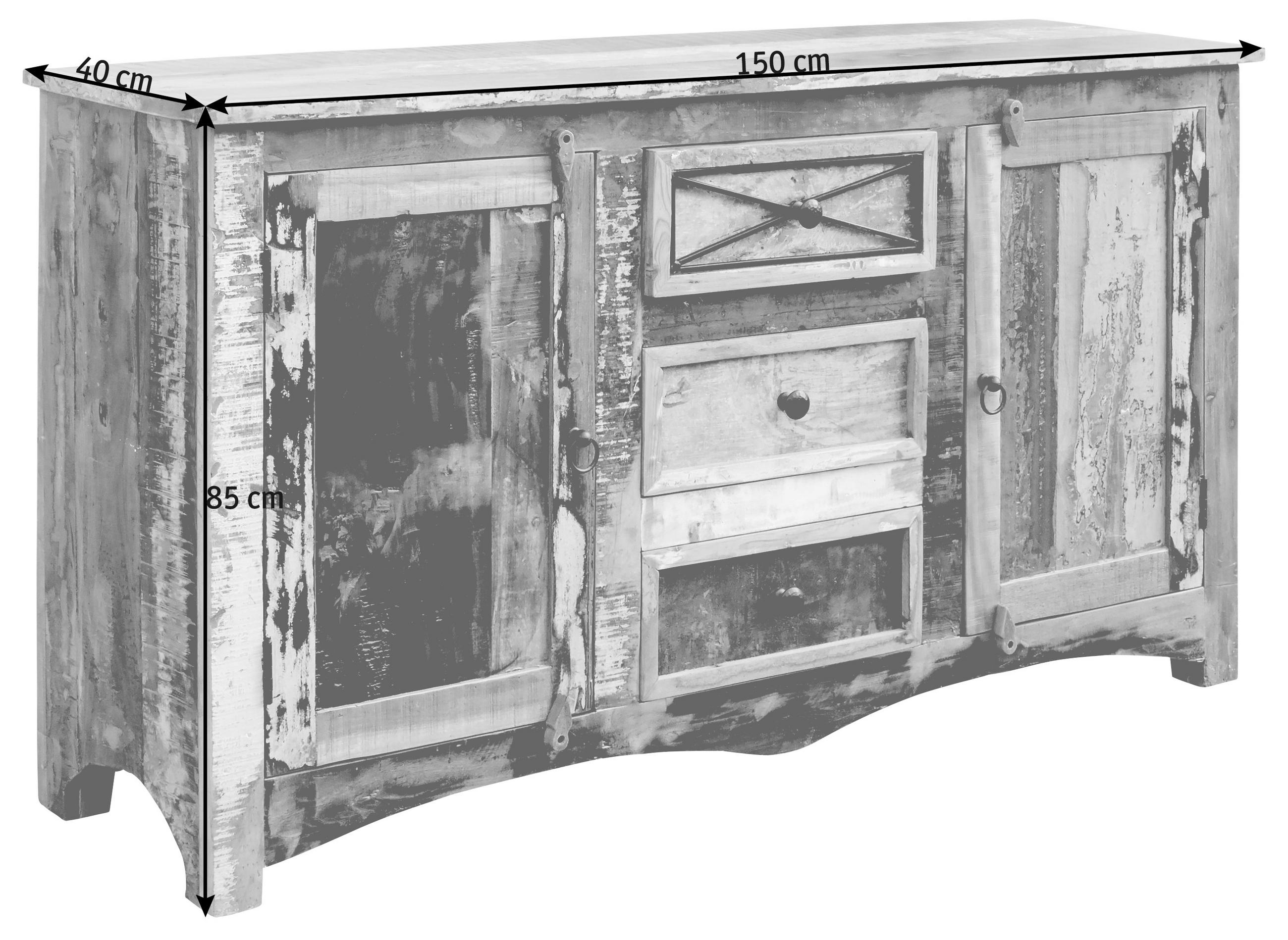 COMODĂ 150/85/40 cm - maro/multicolor, Lifestyle, metal/lemn (150/85/40cm) - Landscape