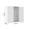 SCHWEBETÜRENSCHRANK 242/223/68 cm 3-türig Weiß  - Weiß, KONVENTIONELL, Glas/Holzwerkstoff (242/223/68cm) - Novel