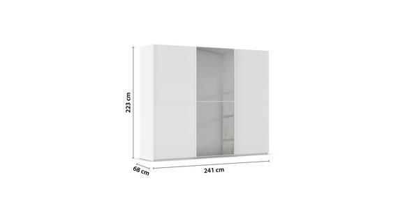 SCHWEBETÜRENSCHRANK 242/223/68 cm 3-türig Weiß  - Weiß, KONVENTIONELL, Glas/Holzwerkstoff (242/223/68cm) - Novel