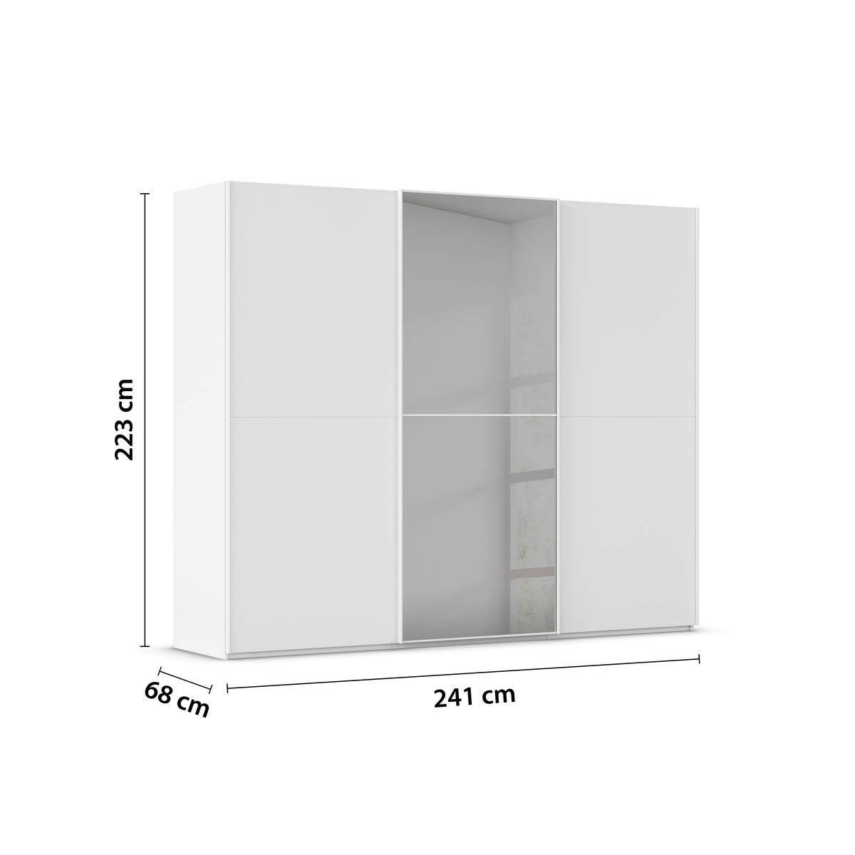 SCHWEBETÜRENSCHRANK 242/223/68 cm 3-türig Weiß  - Weiß, KONVENTIONELL, Glas/Holzwerkstoff (242/223/68cm) - Novel
