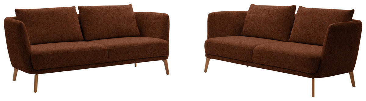 2,5-SITZER  in Flachgewebe Rostfarben  - Eichefarben/Rostfarben, Design, Holz/Textil (190/71/91cm) - Schöner Wohnen