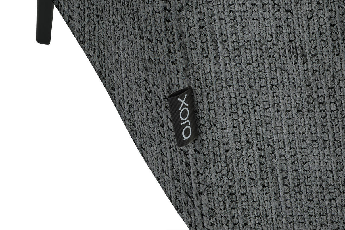 ECKSOFA in Webstoff Dunkelgrau  - Dunkelgrau/Schwarz, Design, Textil/Metall (280/205cm) - MID.YOU