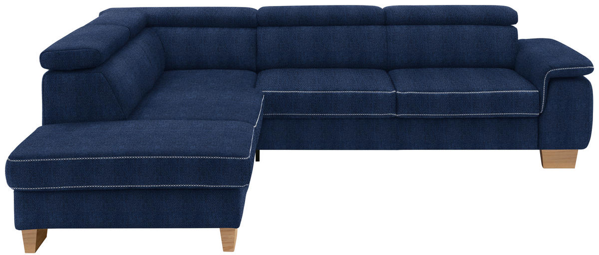 ECKSOFA in Mikrofaser Dunkelblau  226/273 cm  - Eichefarben/Beige, Natur, Holz/Textil (226/273cm) - Beldomo System
