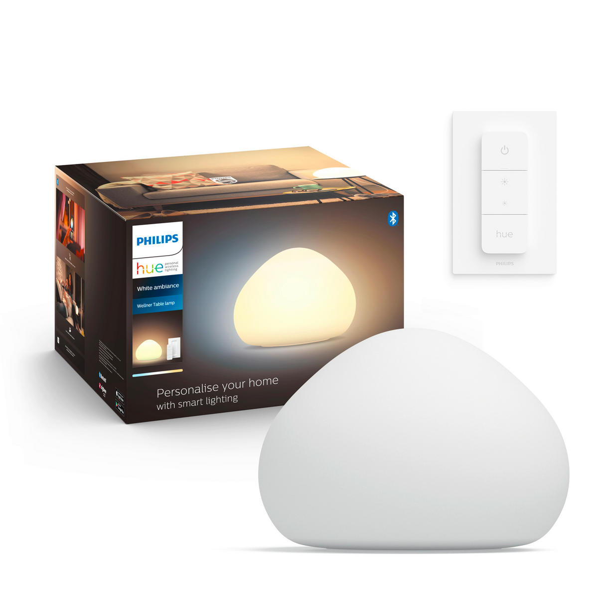 HUE WELLNER HUE WHITE AMBIENCE TISCHLEUCHTE 26,8/19,2 cm  - Weiß, Design, Glas (26,8/19,2cm) - Philips HUE