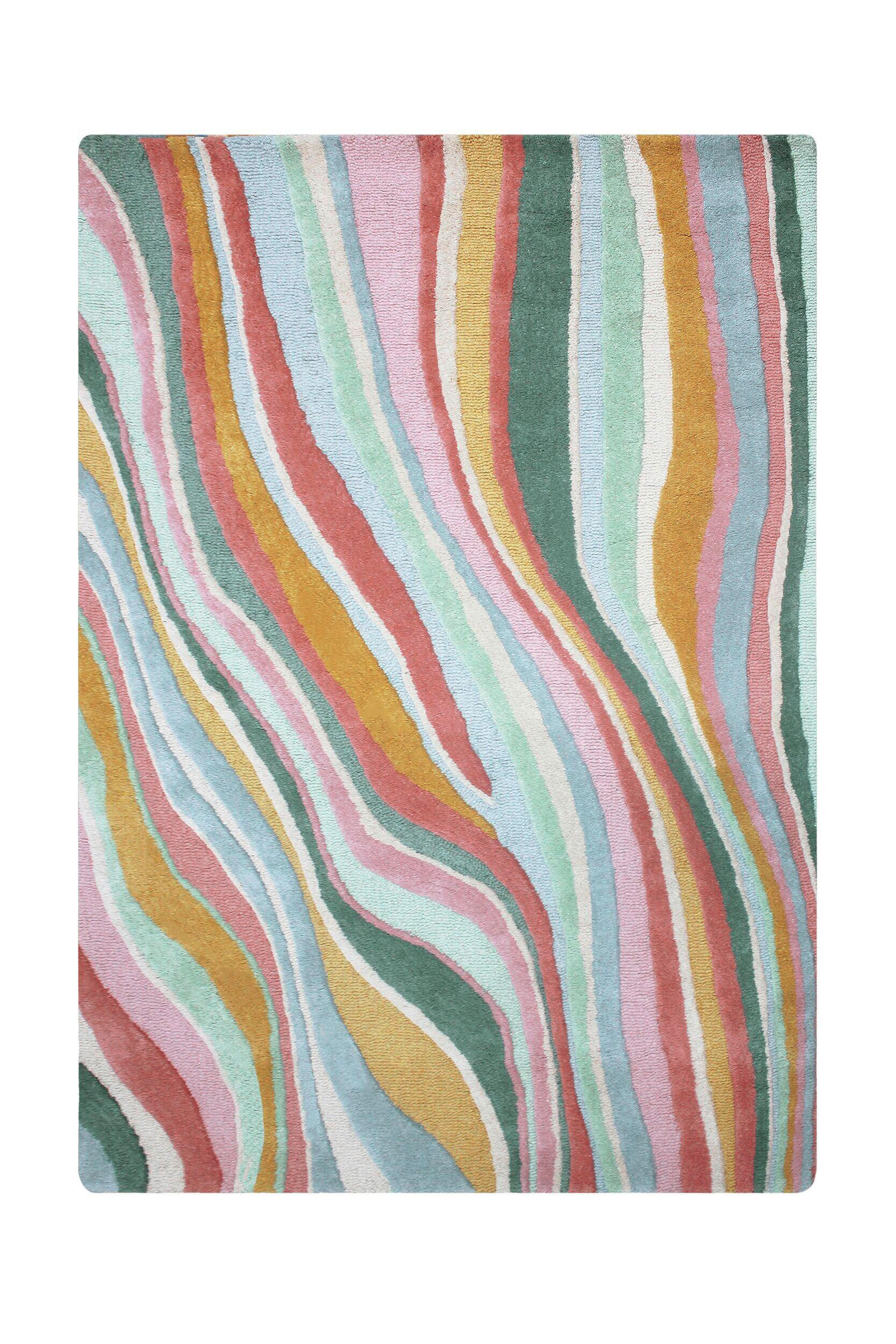 Flair Rugs Wollteppich Grün, Rosa 200x290 cm