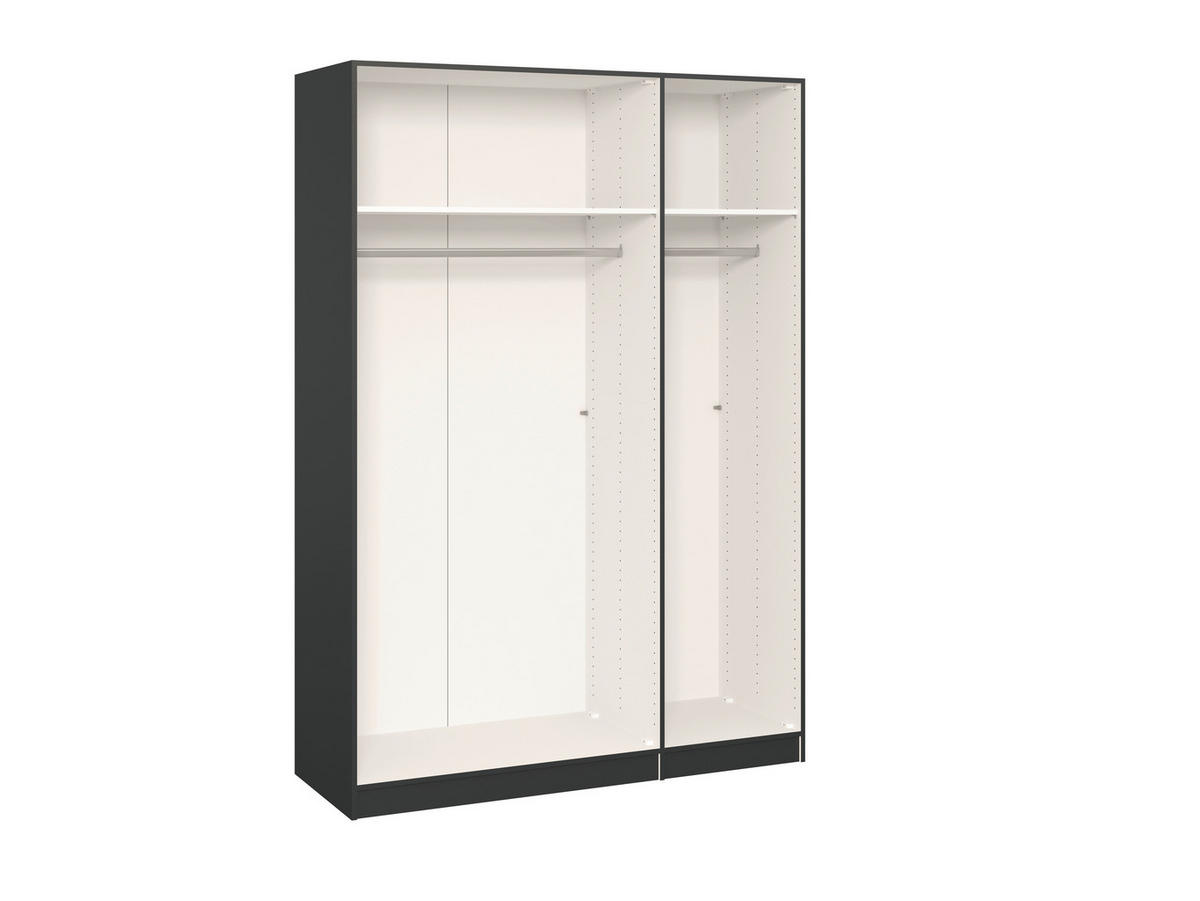 DREHTÜRENSCHRANK 152/195/59 cm,  in Anthrazit, Schwarz, 3-türig  - Edelstahlfarben/Anthrazit, Design, Holzwerkstoff (152/195/59cm) - Boxxx