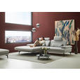 ECKSOFA in Chenille, Flachgewebe Silberfarben  180/284 cm  - Silberfarben/Schwarz, Design, Textil/Metall (180/284cm) - Dieter Knoll