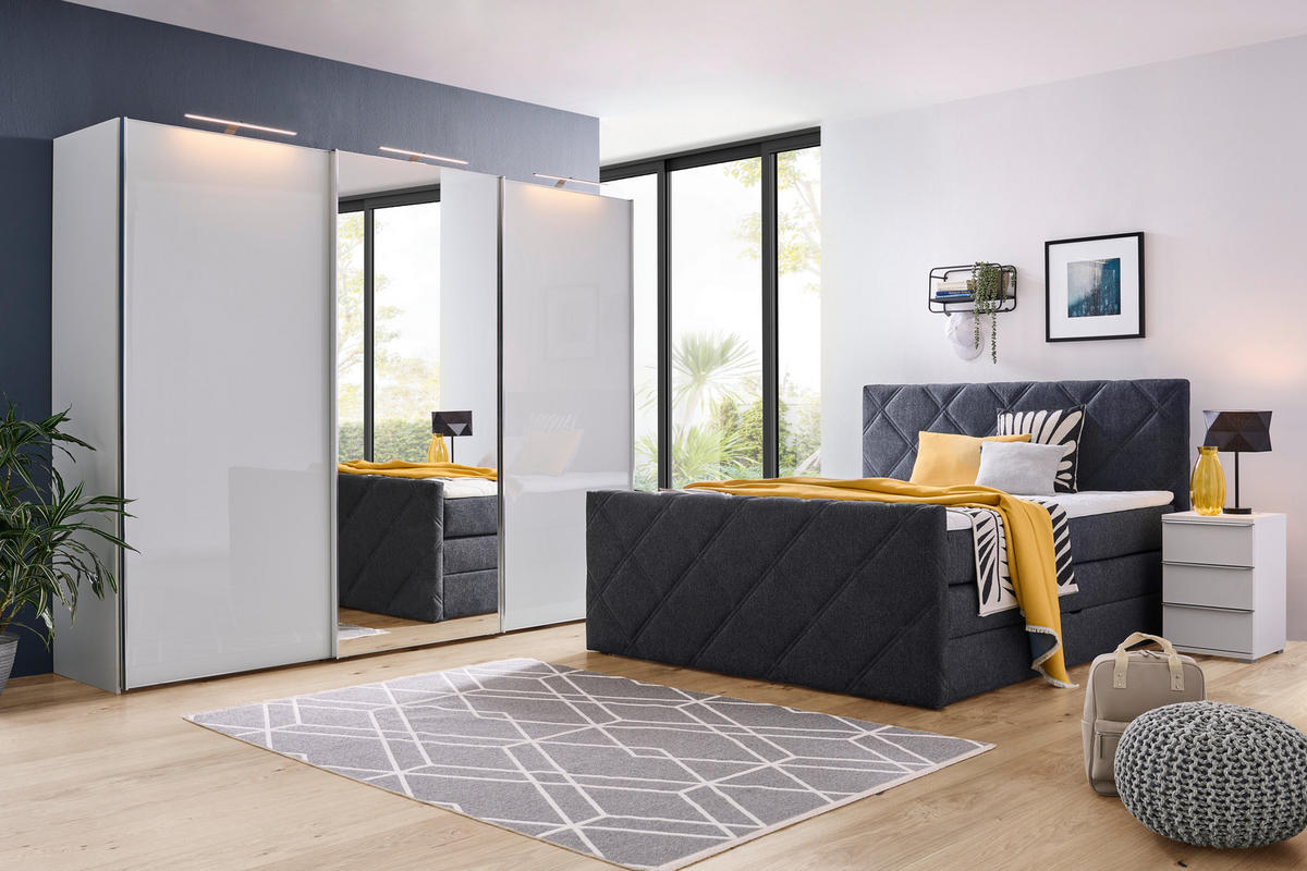 BOXSPRINGBETT 180/200 cm  in Schwarz  - Schwarz, KONVENTIONELL, Textil (180/200cm) - Esposa