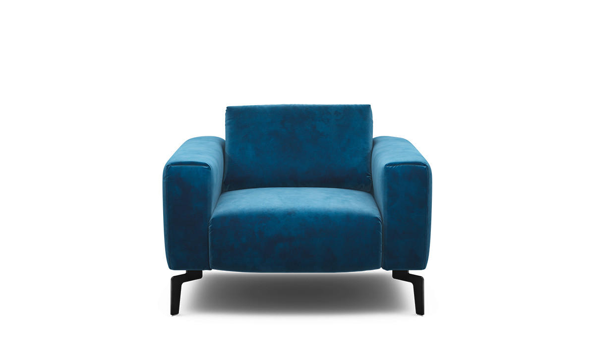 SESSEL Samt Blau    - Blau/Schwarz, Design, Textil/Metall (110/85/86-94cm) - SENSOO