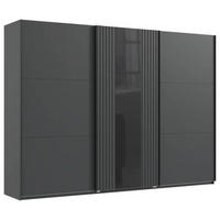 SCHWEBETÜRENSCHRANK 300/216/65 cm 3-türig Schwarz, Graphitfarben  - Graphitfarben/Schwarz, MODERN, Glas/Holzwerkstoff (300/216/65cm) - MID.YOU