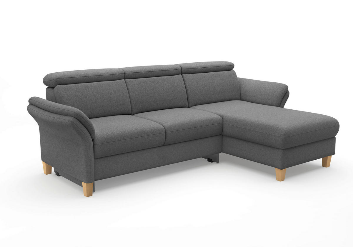ECKSOFA GLENDALE E Dunkelgrau Flachgewebe  - Eichefarben/Dunkelgrau, KONVENTIONELL, Holz/Textil (253/166cm) - Sit & More