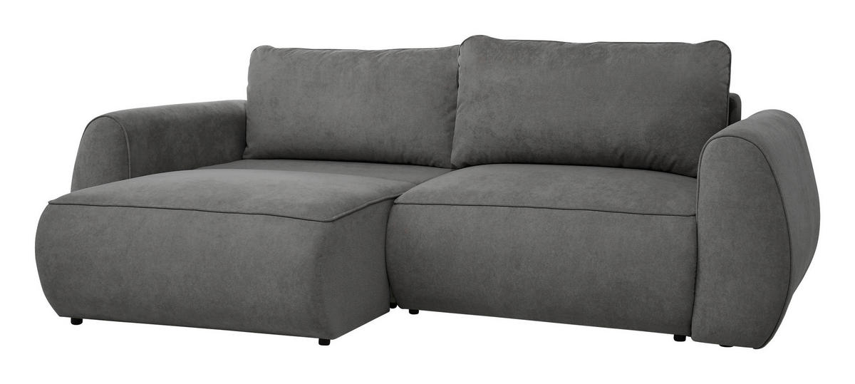 SCHLAFSOFA Jacquard Dunkelgrau  inkl. Rückenkissen, Bettkasten, Schlaffunktion, Rücken echt, Liegefläche im Originalstoff  - Dunkelgrau/Schwarz, KONVENTIONELL, Kunststoff/Textil (257/96/110cm) - Milino