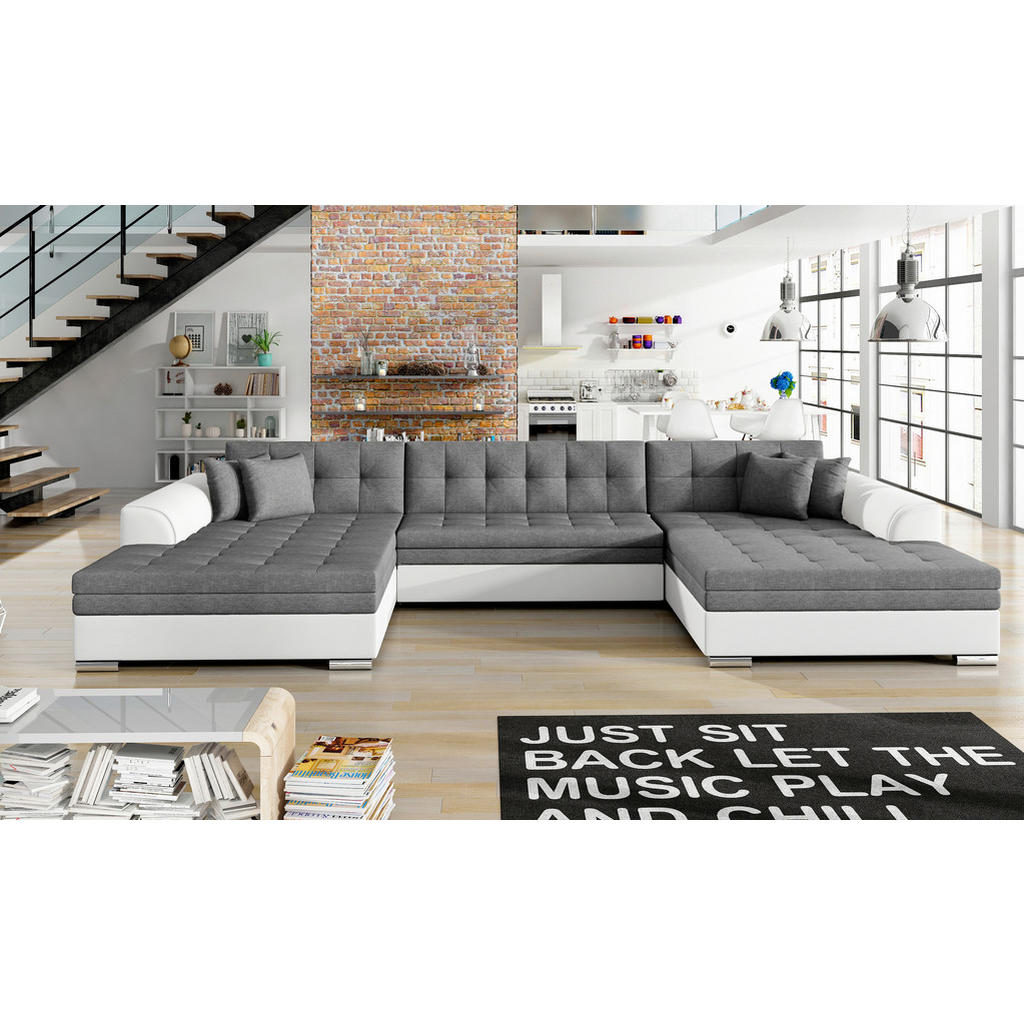 MID.YOU SEDACIA SÚPRAVA, textil, sivá, biela