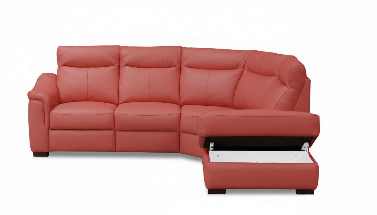 ECKSOFA Echtleder Rot  - Wengefarben/Rot, Design, Leder/Holz (260/229cm) - Livetastic