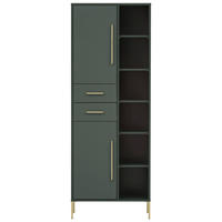 HOCHSCHRANK 67,1/184,3/33,1 cm  - Waldgrün/Goldfarben, MODERN, Holzwerkstoff/Metall (67,1/184,3/33,1cm) - Stylife