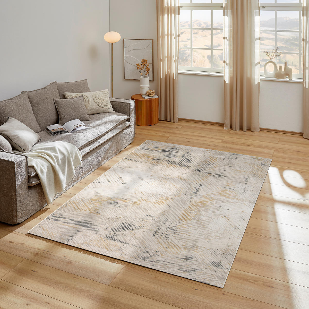 TKANÝ KOBEREC, 160/230 cm krémová, sivá - sivá/krémová, Design, textil (160/230cm) - Dieter Knoll