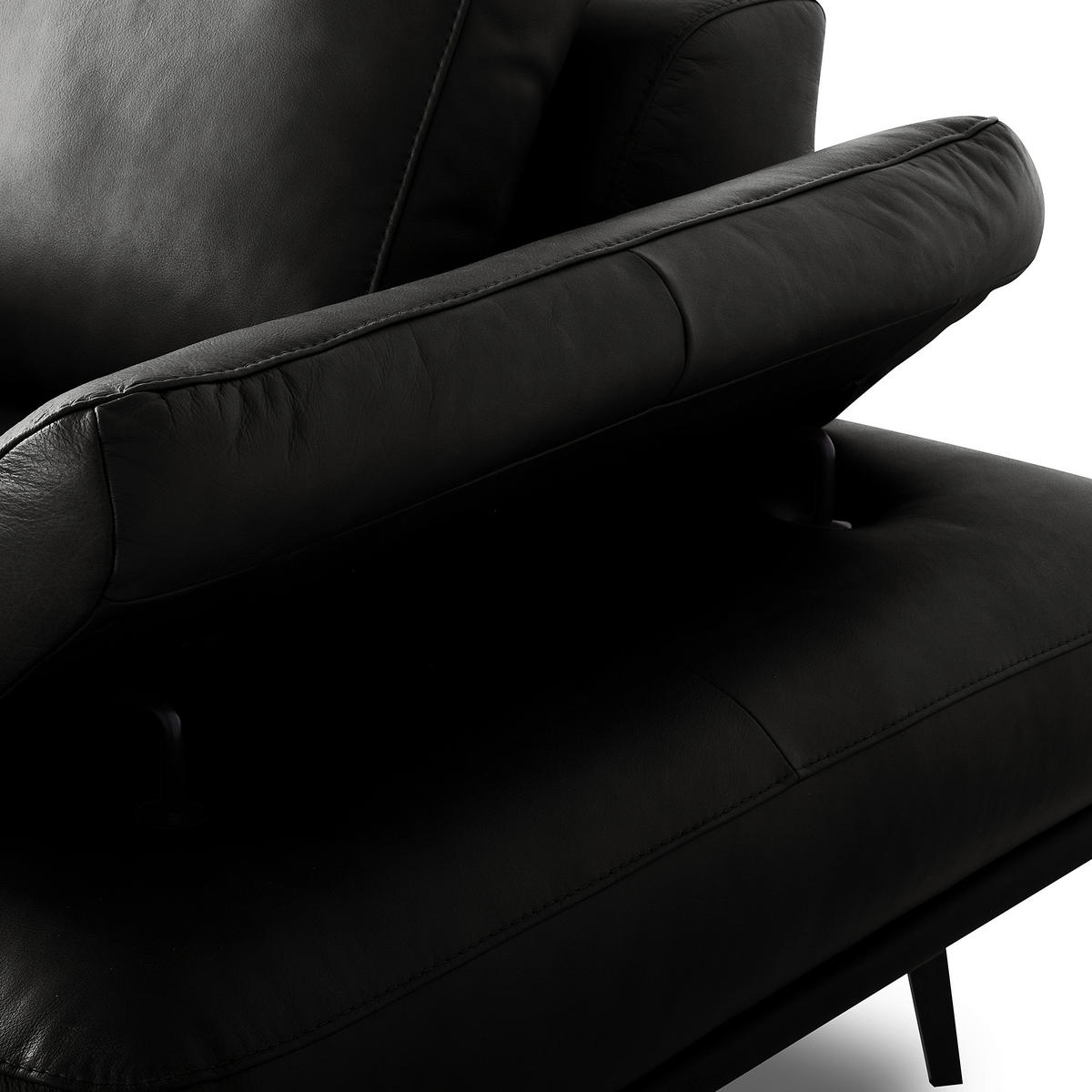 ECKSOFA Schwarz Echtleder  - Schwarz/Grau, Design, Leder/Metall (237/306cm) - Livetastic