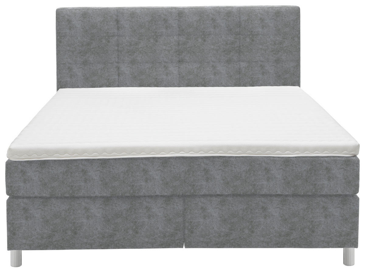 BOXSPRINGBETT 180/200 cm  in Grau  - Chromfarben/Grau, KONVENTIONELL, Kunststoff/Textil (180/200cm) - Voleo