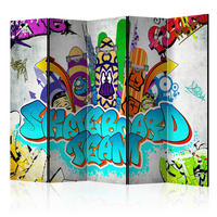 PARAVENT mit 5  Flügel - Multicolor/Hellgrau, Basics, Holz/Textil (225/172/3cm) - artgeist